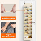 Lifewit 10 Tier Over the Door Shoe Organizer with 19 Large Deep Pockets, Fabric Hanging Shoes Shelf for Closet, Dorm Storage, Fit Up to 20 Pair Shoe Rack Holder for Sneakers, Boots, Beige
