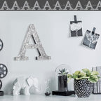 Qunclay 12'' Silver Crystal Diamond Bling Letters Crushed Diamond Decoration Wooden Glitter Letter with Screw and Hooks Rhinestone Gift for Wedding Y2k Mcbling Bedroom Wall Decor (Letter A)