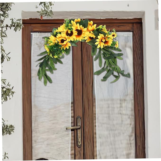 BESPORTBLE Sunflower Swag Decorative Plant Delicate Garland Wreath Wedding Door Swag for Room Wedding