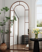 Antok 71" x 28" Full Length Mirror, Floor Mirror Arched Window Decorative Mirror, Metal Framed Decor Farmhouse Floor Mirrors Art Pane Mirrors Wall Decor for Bedroom, Living Room, Entryway Black