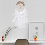 Pretty Jolly Pure White Tree of Life Dream Catcher Wall Decor with Healing Crystal Stone Handmade Feather Dream Catchers Decoration Wall Hanging Bedroom Living Room Wedding Party Home Decor-25.6"