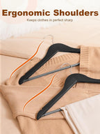 HOUSE DAY Black Wooden Hangers 20 Pack, Solid Wood Hanger with Non Slip Pant Bar, Heavy Duty Wooden Coat Hanger for Closet, Smooth Finish Wood Clothes Hangers for Shirts, Suits, Jackets, Dress