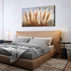 Vintage Boho Reed Canvas Wall Art Abstract Nature Plant Wall Decor Minimalist Botanical Prints Pictures Dried Reeds Flowers Poster Painting Artwork for Living Room Bedroom Home Decoration 29.53x57.87"