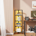 TUTOTAK Corner Shelf with LED Light, 5-Tier Corner Bookshelf for Small Space, Narrow Display Corner Shelf Stand with Storage Rack, for Living Room, Bedroom, Black BS05BK005L