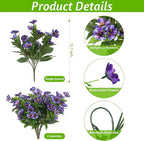 Fake Artificial Flowers for Outdoors Decoration,4 Bundles Silk Faux Spring Flowers with Plants Leaves UV Resistant for Planter Front Door Porch Yard Patio Window Box Home Indoor Decor