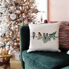 RABUSOFA Christmas Pillow Covers 18x18 Inch Birds Christmas Decorations Christmas Winter Throw Pillow Cases Xmas Outdoor Birds Decor Decorative Pillows for Couch Holiday Teal