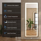 DUMOS LED Full Length Mirror, 26"x70" Full Body Floor Standing Mirror with 3 Color Lights & Wall Mounted for Bedroom, Dressing Room, Living Room, Bathroom