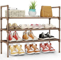 Kitsure Shoe Rack - 3-Tier Shoe Organizer, Shoe Rack for Closet, Entryway, Bedroom, Easy- Assembly Storage Shelf with Side Handles, 27.6" Wide - 3 Tiers, Brown