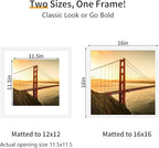 16x16 Picture Frame 3 Pack - White Poster Frame Display Pictures 12x12 with Mat or 16 x 16 Without Mat for Wall Hanging Horizontal and Vertical