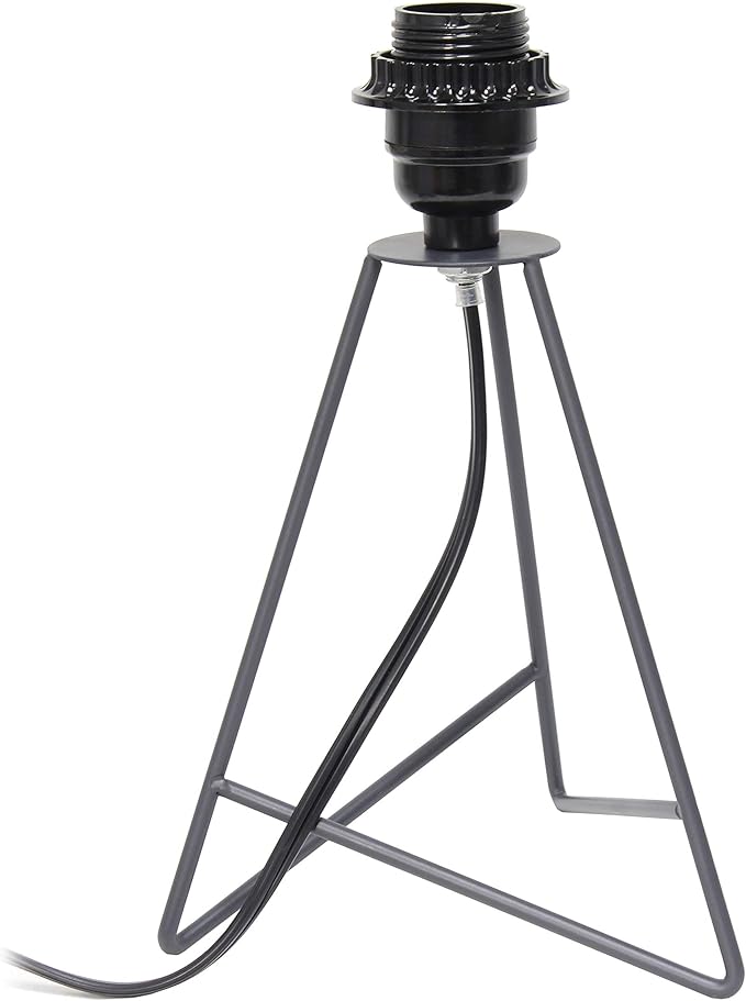 Simple Designs LT2066-GOG-LB 14" Down to The Wire Table Lamp for Bedroom, Living Room, Entryway, Office, Gray with Gray Shade, with Feit LED Bulb Included
