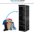 ZOBER Hanging Closet Organizer, 5-Shelf - Hanging Storage Organizer Shelves for Clothes, Towels, Toys - College Dorm Room, Nursery, & Home Closet