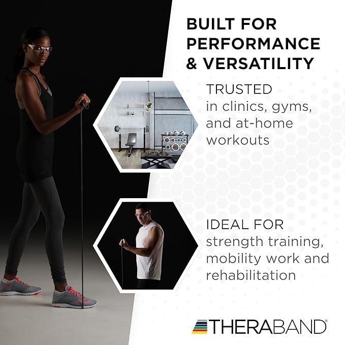 THERABAND Latex Resistance Tubing, Red, Medium Level 2, 100 ft Roll, Professional Grade Resistance Band for Exercise, Upper and Lower Body Workouts, Cut-to-Length, Color-Coded Levels