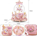 Unicorn Carousel Snow Globe Music Box, Plays You are My Sunshine, Rotating Horse Musical Snow Globe Gift for Daughter Girls Women, Birthday Christmas for Wife Sister Friend