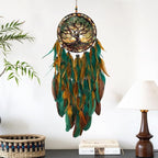 Dream Catcher Wall Hanging Decor for Bedroom Aesthetic, Handmade Traditional Wall Art with Feathers for Living Room, Nursery, Good Vibes Gift for Women,Girls,Home Decoration Wedding Party (Old Tree)