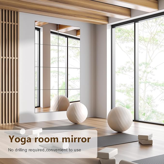 Shiftshade Mirror Wall Full Length,12X14 Inch Unbreakable Mirror Tiles for Bedroom Home Gym Door, Acrylic Mirror Full Body Shatterproof Mirror Stickers for Walls,Mirror Sheets (4pcs)
