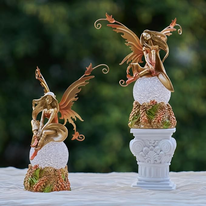 Resin Fairy Statue with Light Elegant Fantasy Decor, Hand-Painted Angel Figurine Lamp Graceful Fairy Sculpture for Bookshelf, Mantel, Bedroom, Thoughtful Gift for Women, Friends