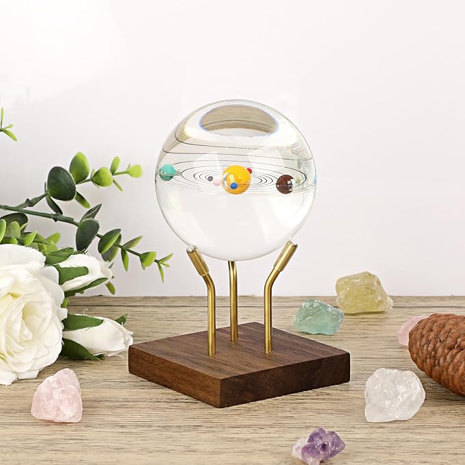 Hipiwe Gold Metal Arm Display Stand Decorative Ball Stand Easel with Wooden Base Rock Display Stand for Sphere Crystal Ball Eggs Mineral Geodes Rock Seashell, X- Large