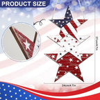 4th of July Decorations Wooden Welcome Sign, Wooden American Flag Star Wreath, Outdoor Wall Hanging for Front Porch, Memorial Day Home Decor (Retro)