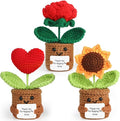 Graduation Teacher Appreciation Gift Positive Crochet Flower Heart Plant Emotional Support Sunflower Inspirational Handmade Knitted Doll with Thank You Card Motivational Crochet Birthday Present