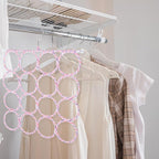 BESPORTBLE Foldable Scarf Hanger with Rings Multi-Functional Belt and Shawl Organizer Rack for Closet Storage Space-Saving Foldable Design and Strong Load-Bearing Scarf Organizer and Ties