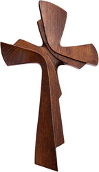 BGCarvedGrace Wooden Wall Cross Decor, Handcrafted Retro Religious Hanging Cross, Christian Home Wall Art Decoration(10 Inch)
