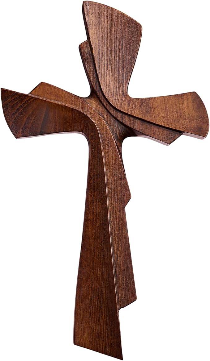 BGCarvedGrace Wooden Wall Cross Decor, Handcrafted Retro Religious Hanging Cross, Christian Home Wall Art Decoration(6 Inch)