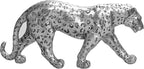 Cheetah Statue Home Decor Leopard Sculpture Resin Sitting Cheetah Figurine Desktop Table Top Ornament Decoration for Home Office-Gold Or Silver (Walking-Silver)