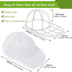 Eiito Hat Washer Cage, Hat Washer for Baseball Caps for Washing Machine or Dishwasher, Ball Cap Washers Frame for Flat and Curved Hats, Hats cage, Fit for Adult and Kid's, 1 Pack White