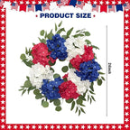 Patriotic Wreaths for Front Door 24 Inch 4th of July Wreath, Red White Blue Flower Wreaths, Perfect Memorial Day and Independence Day Decor