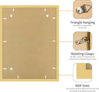 18x24 Picture Frame Gold Set of 3, Display Pictures 16x20 with Mat or 18 x 24 Without Mat, Poster Frames 18x24 for Wall Hanging Horizontal and Vertical