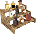 Wooden Cologne Organizer for Men, Perfume Organizer Stand, Cologne Stand with Anti-Slip Washers, Wooden Display Risers Stand for Dessert, Cupcake, Charcoal-Grilled, 3-tier-9.4in