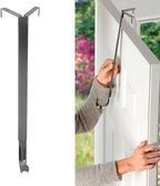 Haute Decor Adapt Adjustable Wreath Hanger, Top & Length Adjustable Version (Brushed Nickel), Strong Over The Door Hook - Fits Most Door Styles and Sizes