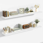 Vivelove 10 in Deep Floating Shelves for Wall, 47.2" x 10.2" x 1.5" Shelves for Room Wall Mounted, 1.5 Inch Thick Shelf for Bathroom Bedroom Kitchen Book Room, Modern Farmhouse Decor, Set of 2, White