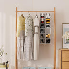 VERONLY Hanging Shoe Shelves - 6 Section,Closet Organizer Set of 2 with Woven Bamboo Shelves,Slim 5.5” Wide Design for Space-Saving Storage,White