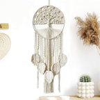 Large Tree of Life Dream Catchers, Macrame Wall Hanging Boho Handmade Woven Dream Catcher Macrame Wall Decor Art for Adults Boys Girls Bedroom Wedding Party Decor, Festival Blessing Gift（Light Beige）
