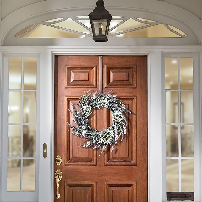 Haute Decor Adapt Adjustable Wreath Hanger, Top & Length Adjustable - Oil-Rubbed Bronze - Strong Metal Wreath Holder for Thick or Thin Doors