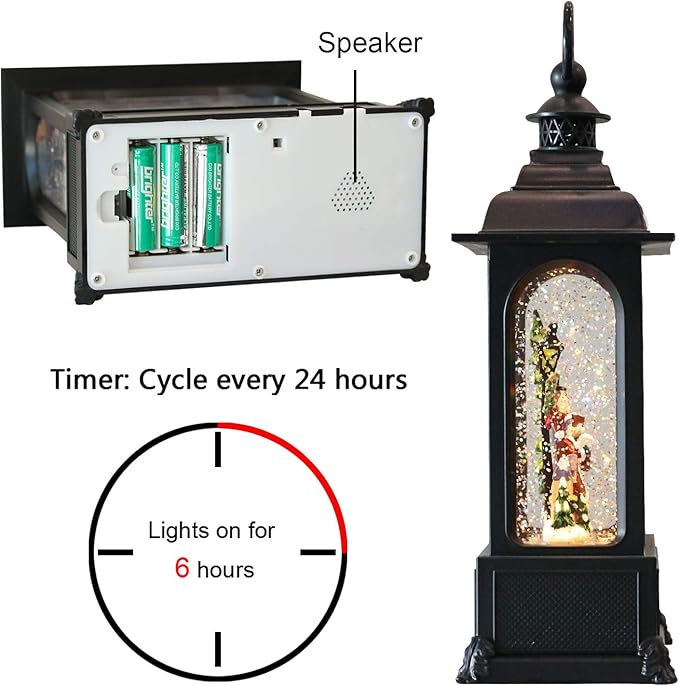 Wondise Christmas Musical Snow Globe Lantern with 6 Hour Timer, 11.2 Inch USB Cord & Battery Operated Spinning Water Glitters Lighted Singing Snow Globe Lantern Christmas (Nativity)