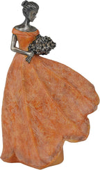 Guichifun Fairy Statue Collection Home Decoration - Orange Leaf Angel Girls Resin Fall Thanksgiving Decor for Outside or Inside Rustic Garden Outdoor Yard Figurines Gift 7.5 x 4.5 x 11.5 Inch