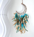Green Dream Catchers, Large Moon Dream Catcher for Bedroom, Perfect Handmade Dream Catchers Wall Decor Hanging Ornament Art Craft Gift(Green Moon)