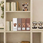 AmazingSpark Set of 4 Highland Cattle Magazine Holder Decorative Foldable Magazine Storage Boxes with Acrylic Label holders coquettish Boho organizer for office home Organization Storage