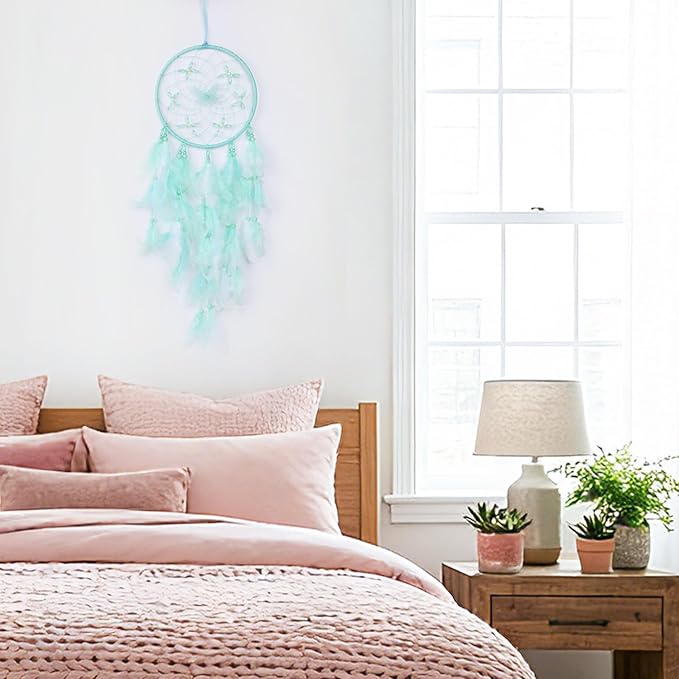 Pretty Jolly Dreamy Girls Butterfly Dream Catcher Wall Decor Fairy Green Feather Baby Dreamcatcher Handmade Home Décor Wall Hanging for Nursery Bedroom Girls Birthday Gift