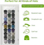 Unjumbly Baseball Hat Rack, 24 Pocket Over-The-Door Hat Organizer with Clear Deep Pockets to Display Baseball Caps Collection, Complete with 3 Over Door Hooks (White, 30 Pockets)