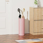 Metal Round Umbrella Stand,Free Standing Umbrella Holder Bin, Canes Walking Sticks Holder for Entryway, Home, Office,Pink