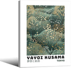 Yayoi Kusama Inspired Poster Japanese Botanical Wall Art Abstract Yayoi Kusama Print Modern Ukiyo-e Japanese Gallery Wall Decor 11x14in Framed for Home Bedroom Decorations