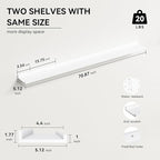 Boswillon 70.9 Inches Long Floating Shelves, 2 Set White Wall Shelf for Bedroom, Nursery Book Shelf with Lip, Picture Ledge Shelf for Wall Decor Living Room Bathroom Kitchen