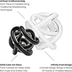 Torre & Tagus Orbit Hand Blown Glass Infinity Knot Sculpture - 3 Inch Glass Art White Knot Decor Ball for Home Decor, Small Centerpiece Table Decoration for Home Interior (Solid White)