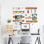 8 Pack Felt Pin Board Bar Strips Bulletin Board for Bedrooms Offices Home Wall Decoration, Notice Board Self Adhesive Cork Board with 50 Push Pins for Paste Notes, Photos, Schedules