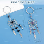 AUEAR, 6 Pack Dream Catcher Keychain Keyring Feather Stone Ornaments for Car Bag Accessories Jewelry DIY Crafts