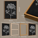 BINCUE Framed Botanical Wall Art Black Grey and White Plant Floral Art Prints Flowers Wall Decor Black Artwork White Floral Wall Pictures Botanical Paintings for Living Room Bedroom Office Farmhouse 3 Panel 16x24 Inches