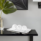 Creative Scents White Marble Look Home Decor Tray and Orb Set Coffee Table Decor for Living Room Centerpiece Table Decorations for Dining Table, Kitchen, Foyer, Entryway Elegant House Decoration